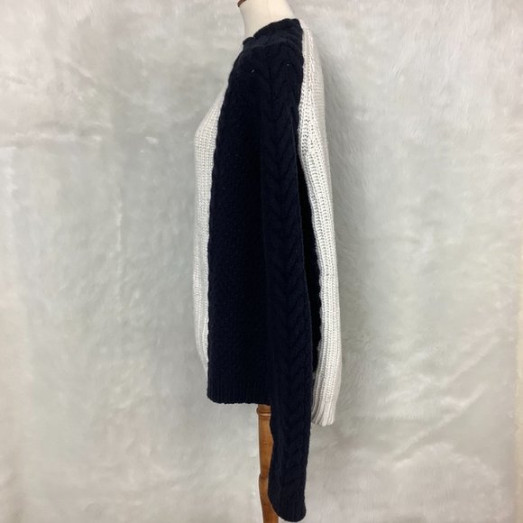 3.1 Phillip Lim Black White Colorblock Cable Knit Wool & Alpaca Chunky Sweater L - Picture 3 of 7